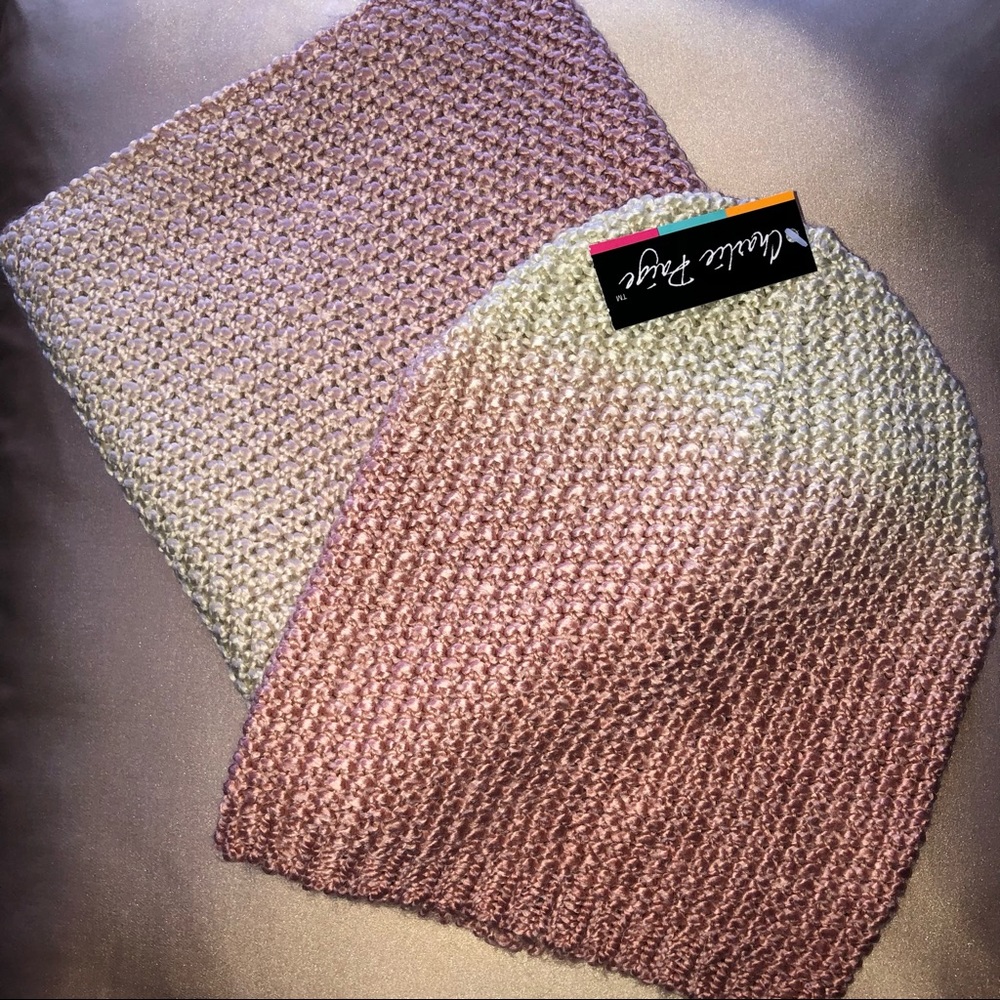 Charlie Paige Knitted Ombré Beanie and Infinity Scarf Set